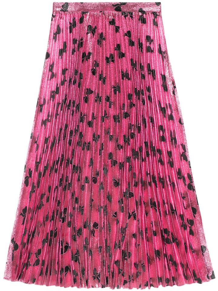 Gucci Iridescent Bow Lurex Pleated Skirt - Pink & Purple