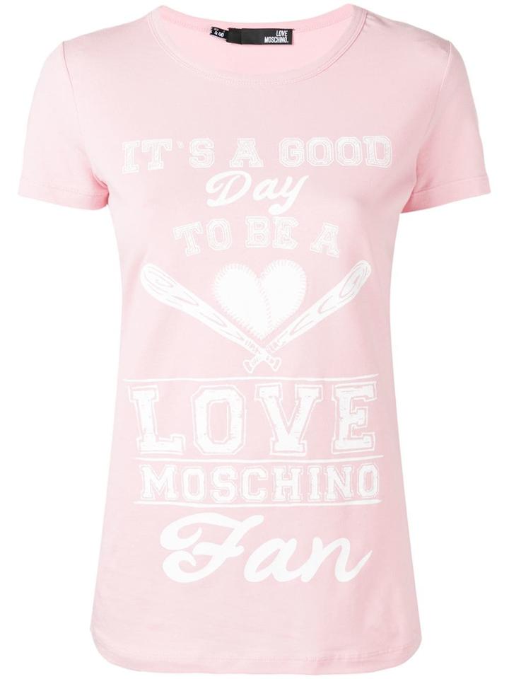 Love Moschino Quote Print T-shirt - Pink