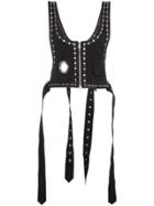 Blindness Snap Detail And Zip Corset Top - Black