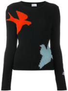 Red Valentino Bird Intarsia Ribbed Jumper, Women's, Size: Xs, Black, Polyamide/viscose/angora/wool