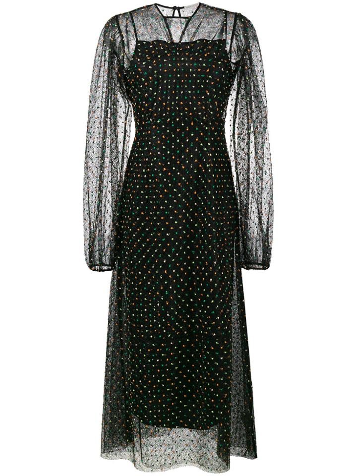 Emilia Wickstead Camelita Sheer Lace Polka Dot Dress - Black
