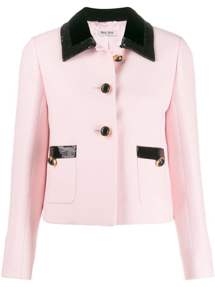 Miu Miu Contrast Trim Fitted Jacket - Pink