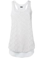 Emporio Armani Perforated Detail Top, Women's, Size: 38, Grey, Polyester