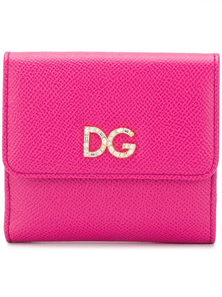 Dolce & Gabbana Crystal Embellished Logo Wallet - Pink