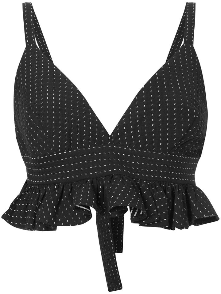 N Duo Dotted Ruffle Top - Black