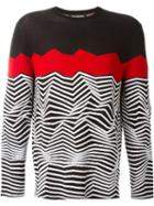 Neil Barrett Zig-zag Intarsia Jumper, Men's, Size: S, Black, Viscose/nylon/cotton