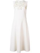 Ralph Lauren Macramé Panel Flared Dress, Women's, Size: 6, White, Spandex/elastane/wool