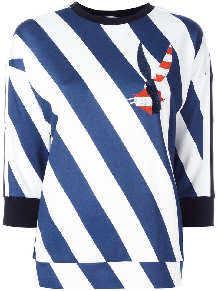 Iceberg Diagonal Stripes Sweatshirt, Women's, Size: 40, Blue, Viscose/spandex/elastane/polyester