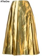 Arthur Arbesser Metallic (grey) Pleated Skirt, Women's, Size: 40, Silk/polyester