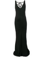 Fisico Rear Lace-up Ruched Maxi Gown - Black
