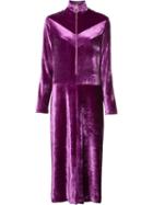Zipped Neck Velvet Dress, Women's, Size: 38, Pink/purple, Cotton, Nina Ricci