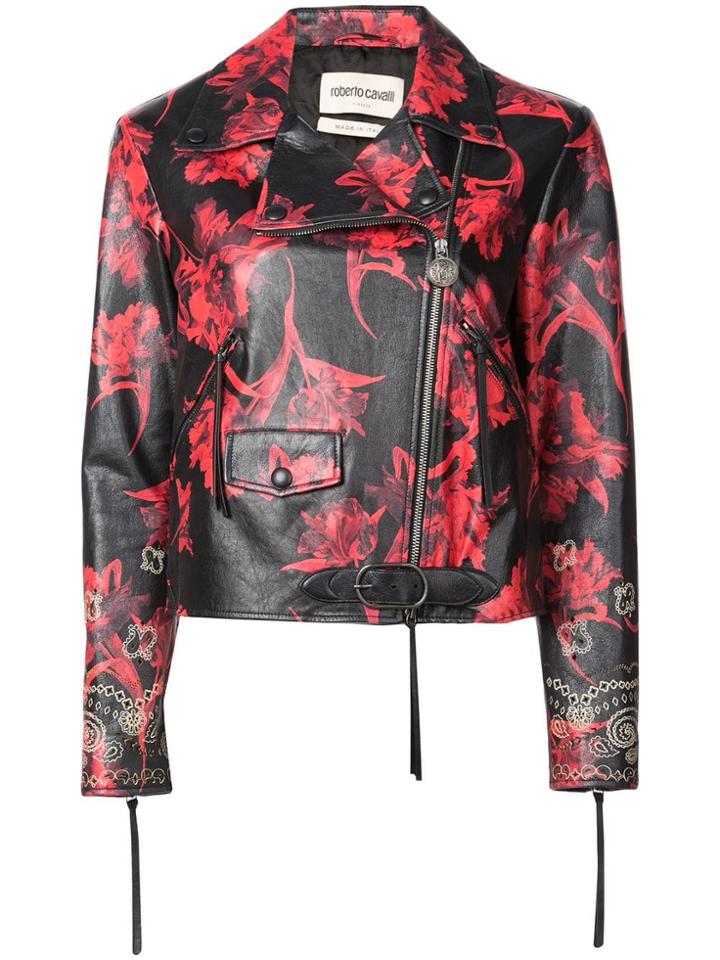 Roberto Cavalli Floral Print Jacket - Black