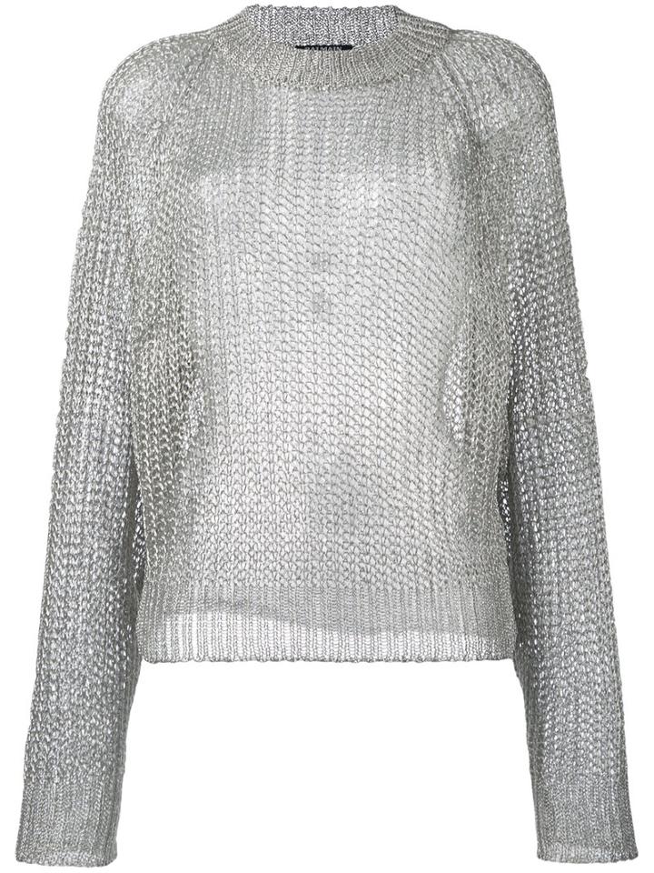 Balmain Open Knit Jumper, Women's, Size: 38, Grey, Polyamide/viscose/polyester