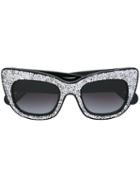 Anna Karin Karlsson 'alice Goes To Cannes' Sunglasses, Women's, Black, Acetate/swarovski Crystal/24kt Gold