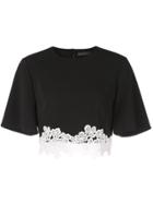 David Koma Lace Embellished T-shirt - Black