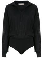 Egrey Shirt Style Bodysuit - Black