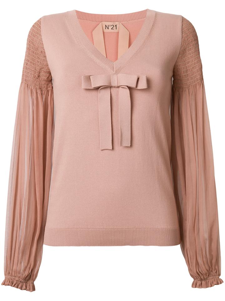 No21 Knitted Peasant Blouse - Pink & Purple