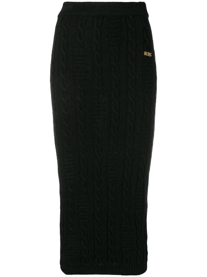 Gcds Fitted Midi Skirt - Black