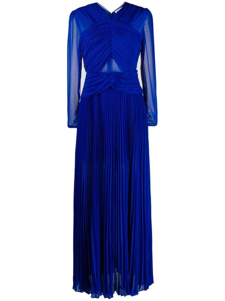 Self-portrait Pleated Maxi Dress - Blue
