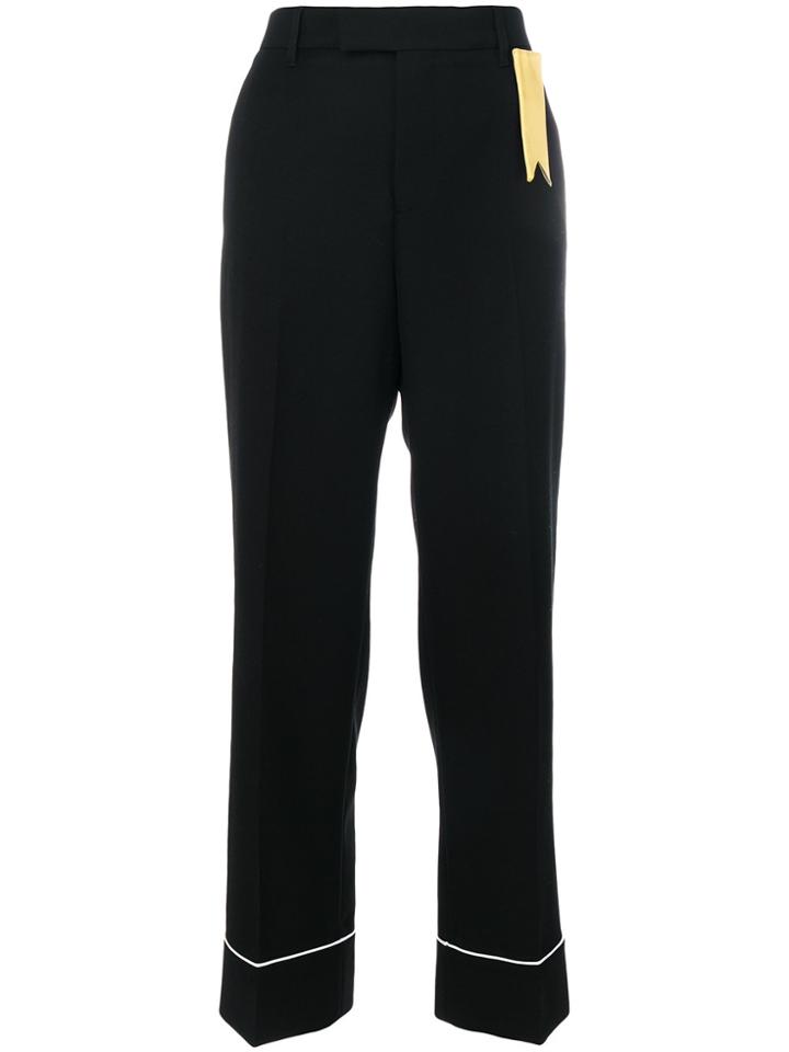 The Gigi Contrast Piping Trousers - Black