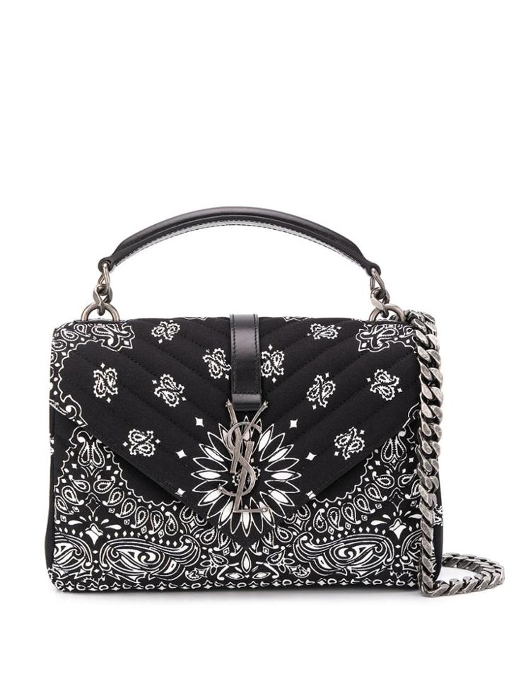 Saint Laurent College Bag In Bandana Print - Black