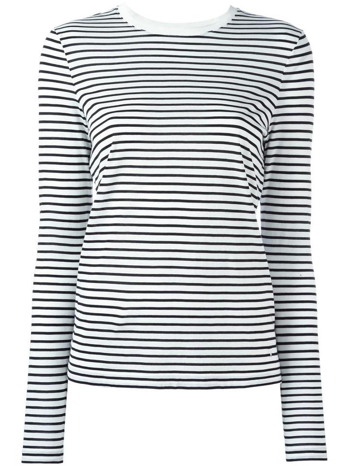 T By Alexander Wang Striped T-shirt, Women's, Size: Medium, White, Cotton