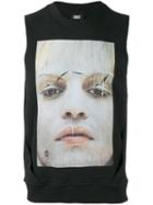 Dust - Sleeveless Face Print T-shirt - Unisex - Cotton - Xl, Black, Cotton