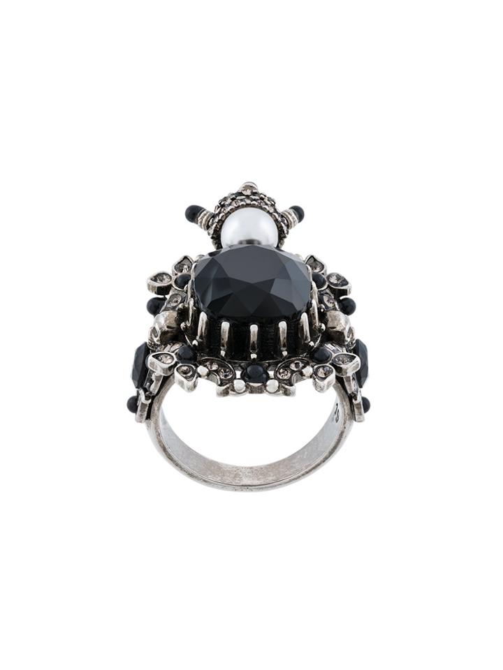 Alexander Mcqueen House Of Skull Ring - Metallic