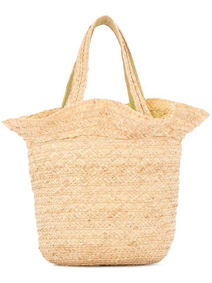 Shrimps Straw Tote Bag - Brown