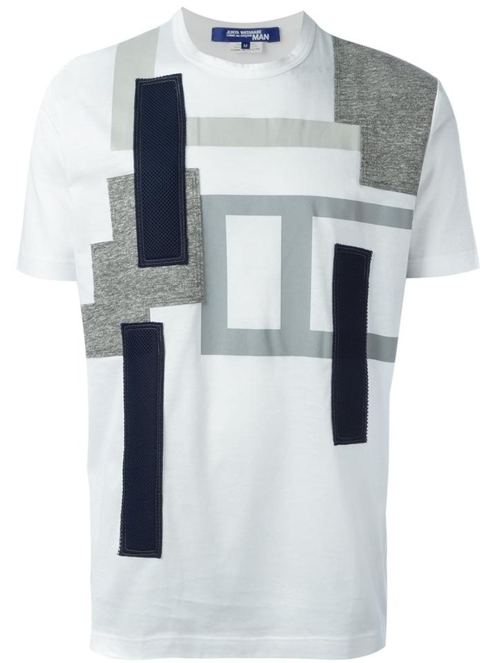 Junya Watanabe Comme Des Garçons Man Patchwork T-shirt, Men's, Size: Medium, White, Cotton/polyester