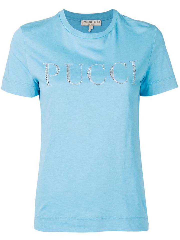 Emilio Pucci Logo Embellished T-shirt - Blue