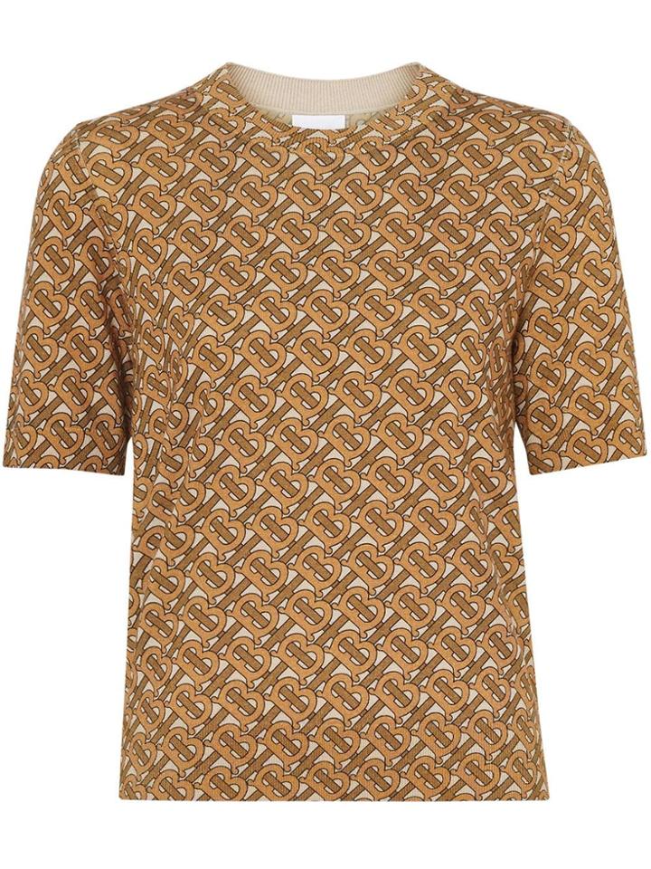 Burberry Monogram Print Merino Wool Top - Brown