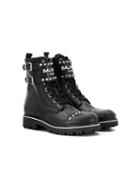 Balmain Kids Logo Military Boots - Black