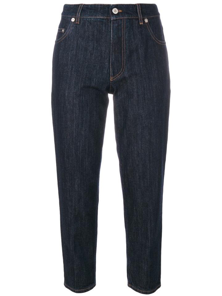 Miu Miu Patch Detail Cropped Jeans - Blue