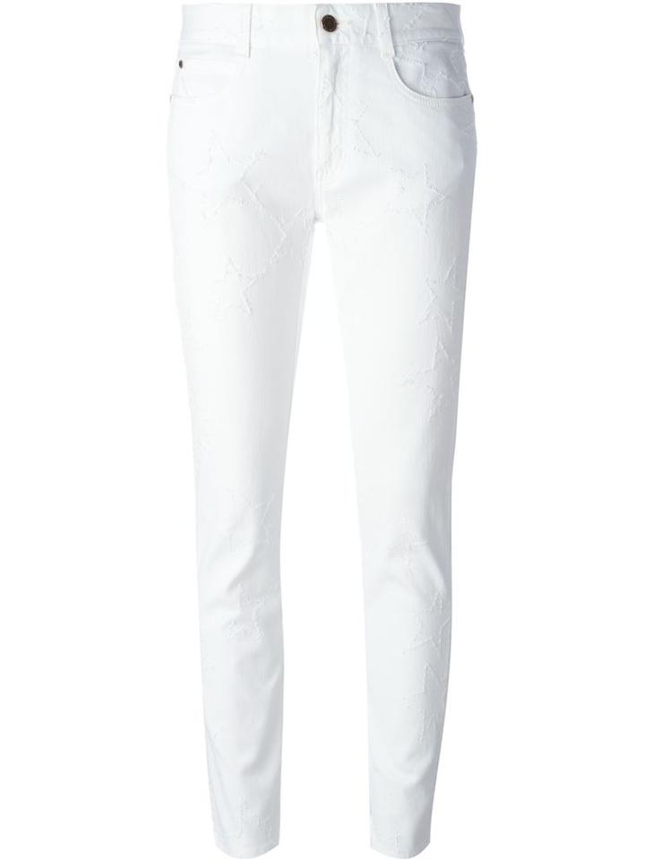 Stella Mccartney Star Stitch Embroidery Jeans, Women's, Size: 29, White, Cotton/spandex/elastane/silk