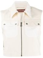 Alexa Chung Colour Block Cropped Gilet - Neutrals