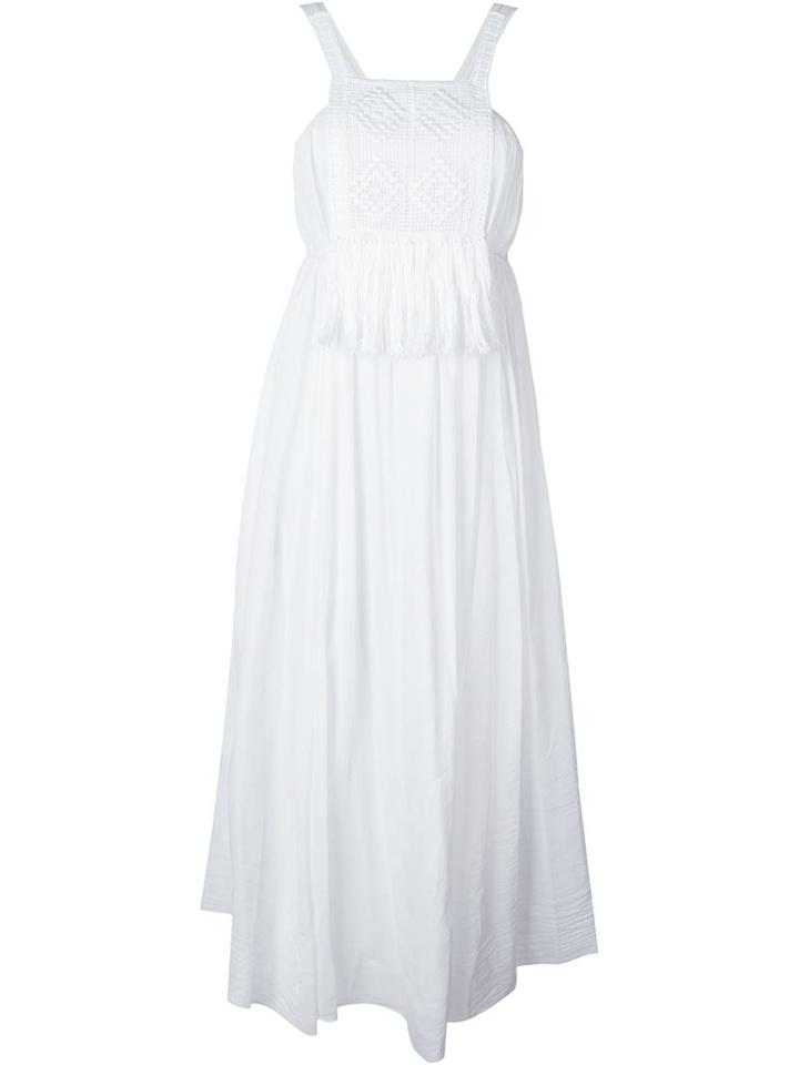 Forte Forte Front Crochet Long Dress, Women's, Size: Ii, White, Silk/cotton