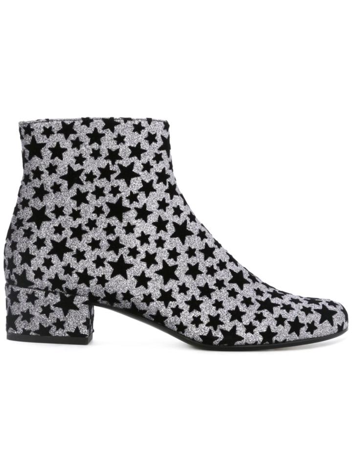 Saint Laurent Star Print Boots - Metallic