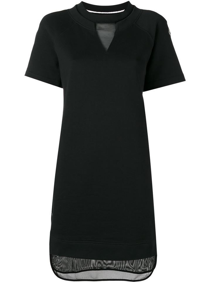 Moncler - Mesh Panel Sweat Dress - Women - Cotton/triacetate - M, Women's, Black, Cotton/triacetate