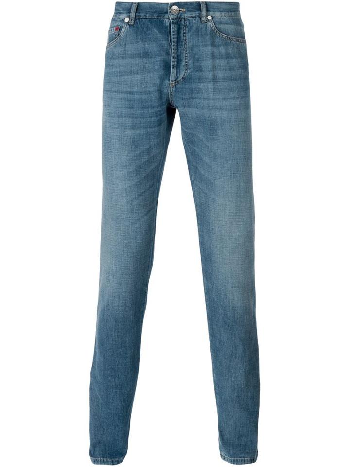 Brunello Cucinelli Slim Fit Jeans, Men's, Size: 46, Blue, Cotton/polyester