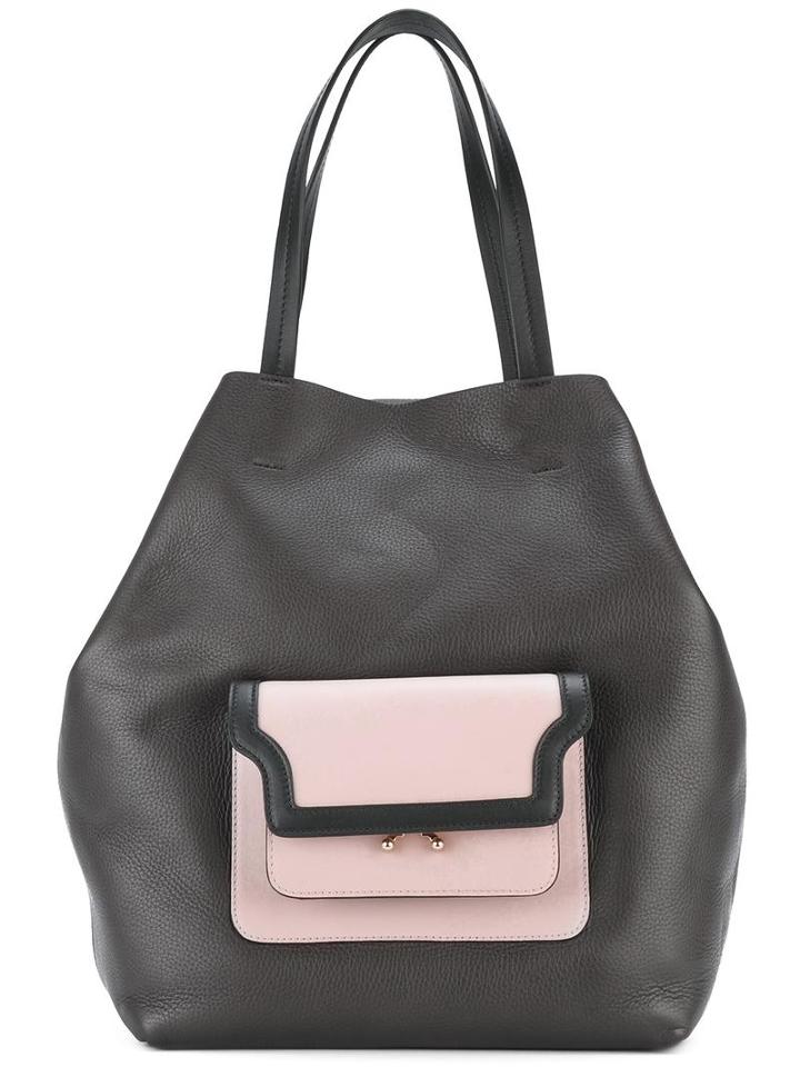 Marni Trunk Pocket Shopper Tote, Women's, Black, Calf Leather