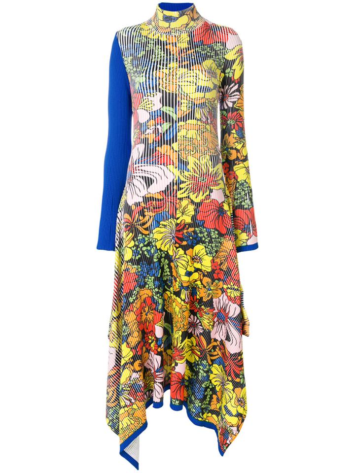 Pringle Of Scotland Handkerchief Hem Floral-print Dress - Blue