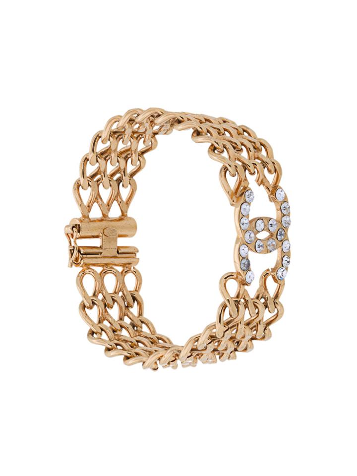 Chanel Vintage Cc Rhinestone Bracelet - Metallic