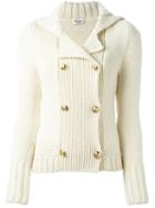 Saint Laurent Knitted Caban Jacket, Women's, Size: 42, White, Wool