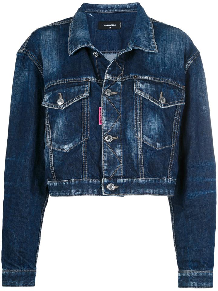 Dsquared2 Be Nice Cropped Denim Jacket - Blue