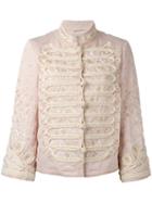 Ermanno Scervino - Double-breasted High Neck Jacket - Women - Cotton/linen/flax/viscose - 46, Pink/purple, Cotton/linen/flax/viscose
