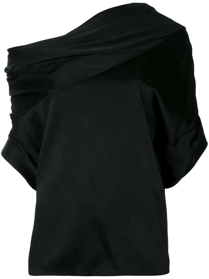 Monse One Shoulder Draped Top - Black