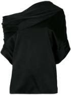Monse One Shoulder Draped Top - Black