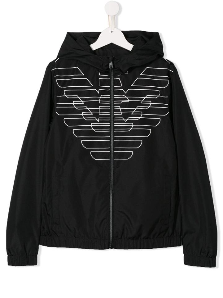 Emporio Armani Kids Logo Hooded Jacket - Black