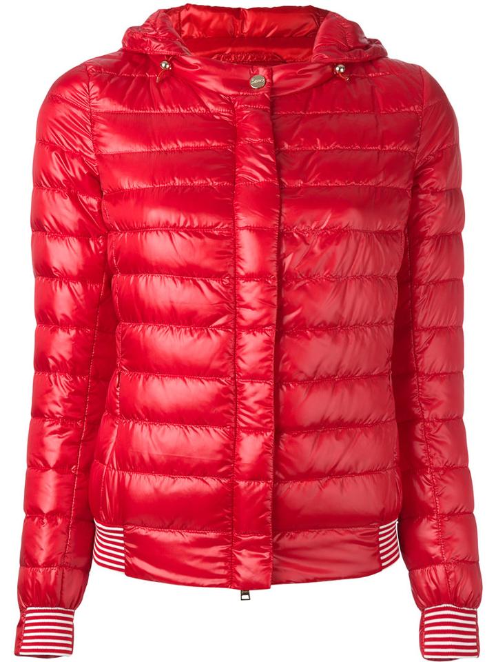 Herno Hooded Puffer Jacket, Women's, Size: 40, Red, Polyamide/polyester/feather Down